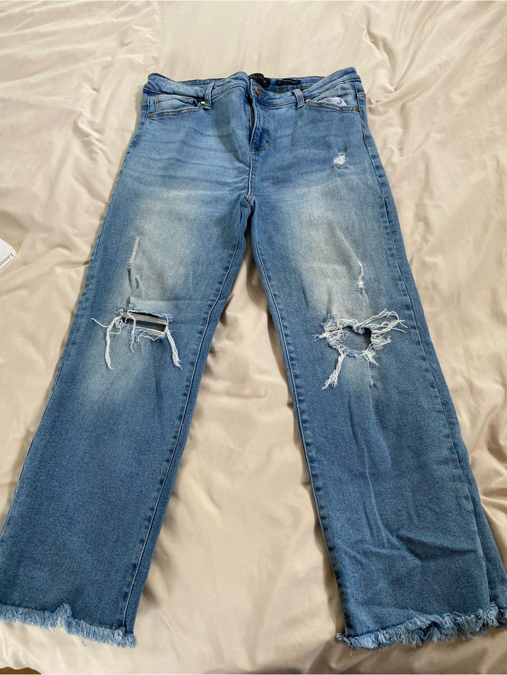 Kendall & Kylie Light Blue Distressed Wide-Leg Jeans